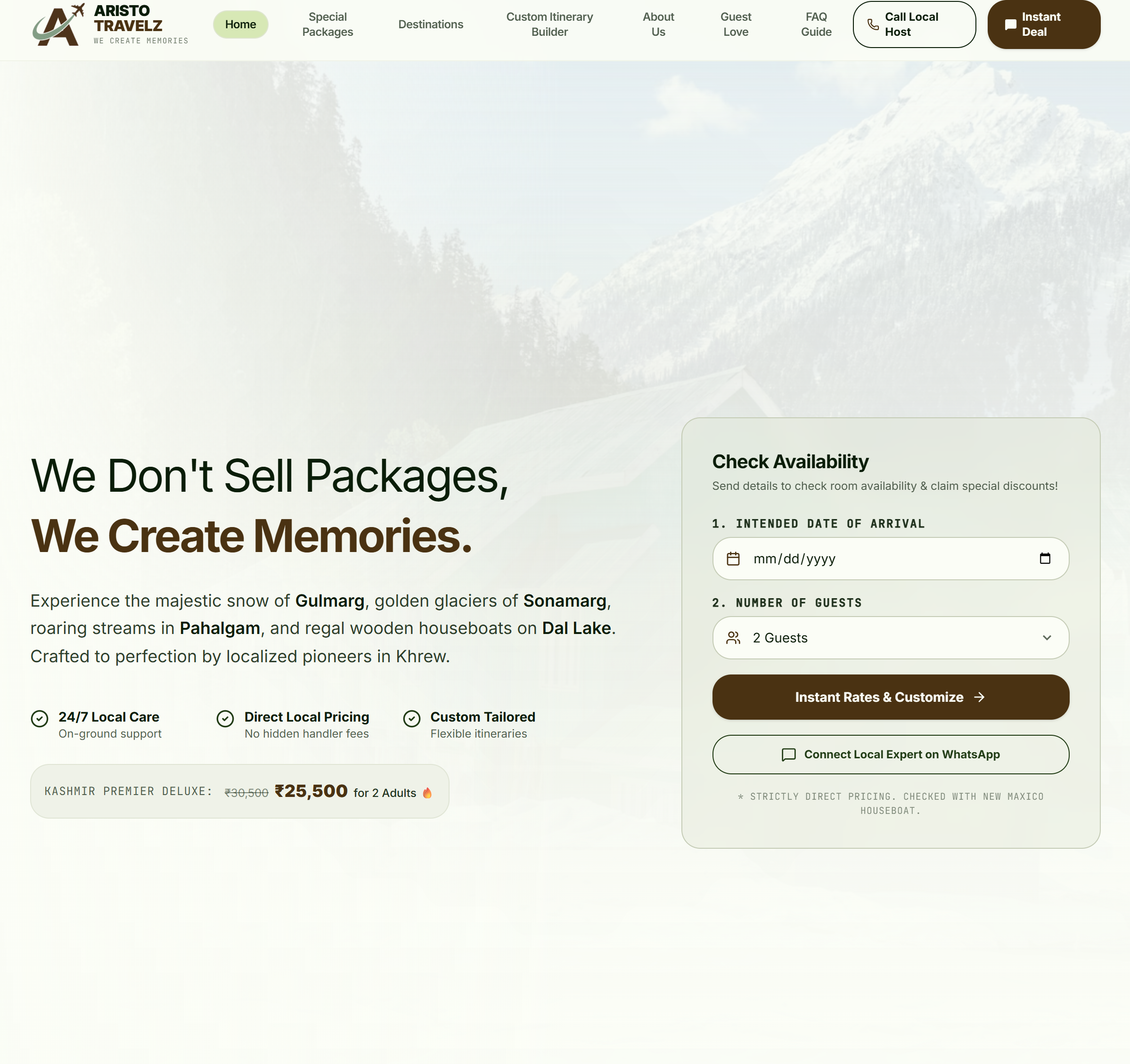 Modern Travel Booking Website for Aristo Travelz